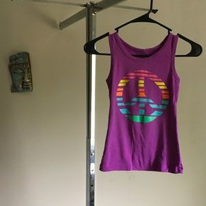 Girls Rainbow Peace Sign Tank Top